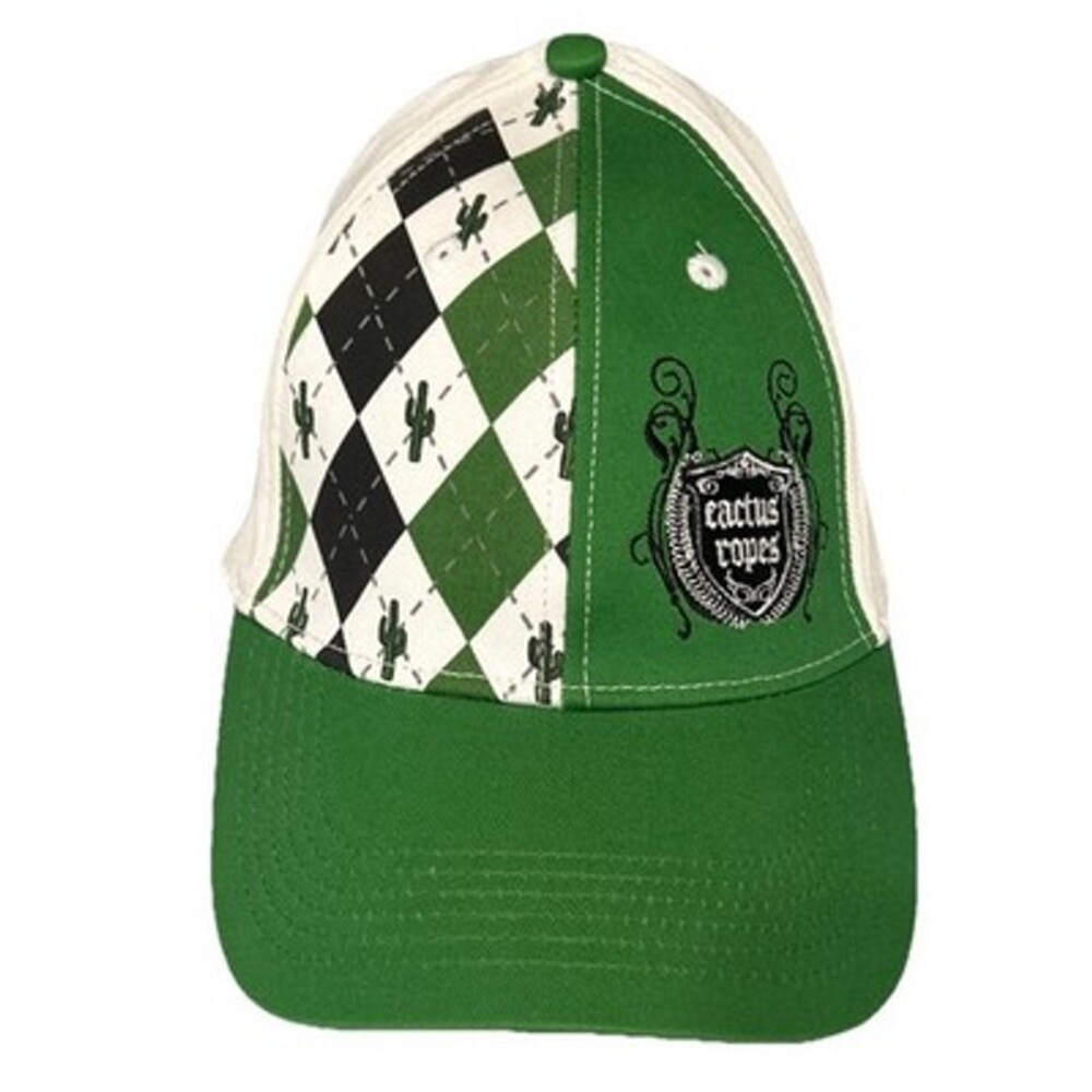 Cactus Ropes PRCA Rodeo Ball Cap Hat Green Argyle Western Cowboy Cowgirl Roper